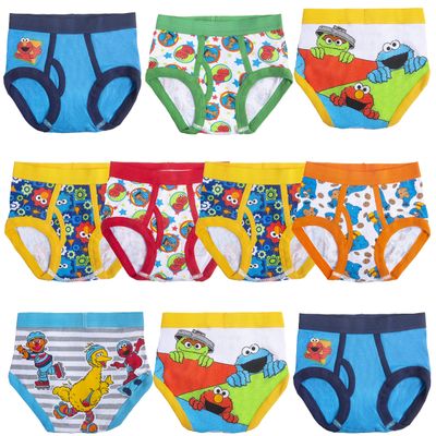 7-PK and 10-PK 100% Combed Cotton Underwear WithFavorites like Elmo, Cookie Monster and Big Bird in sizes 18M, 2/3T, 4T
