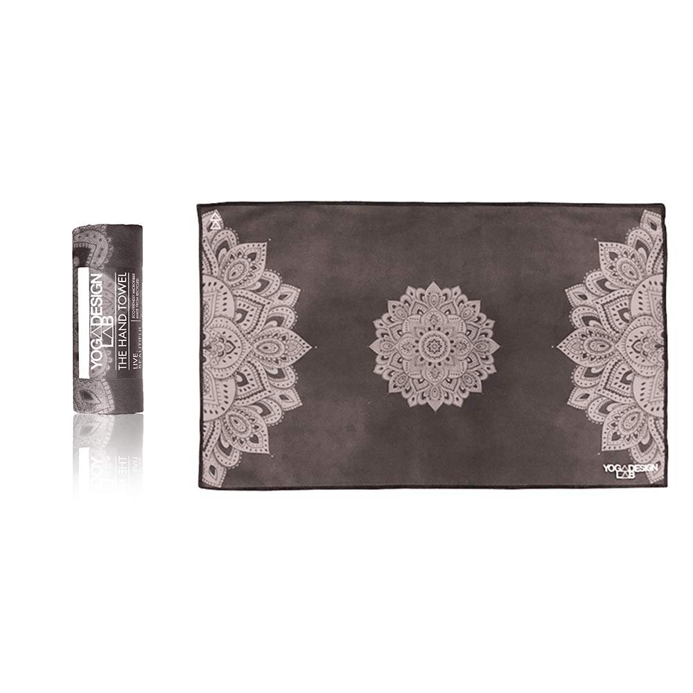 yogadesignlab | The Hand Towel | Premium Non Slip Hand Towel | Designed in Bali | Colorful Eco Printed + Quick Dry + Soft | Hot Yoga, Bikram, Ashtanga, Sport, Barre, Travel (Mandala Black)