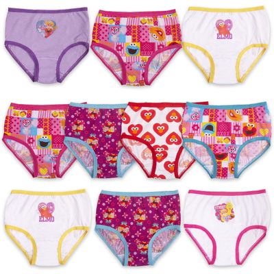 7-PK and 10-PK 100% Combed Cotton Underwear With Favorites like Elmo, Cookie Monster and Big Bird in sizes 18M, 2/3T, 4T