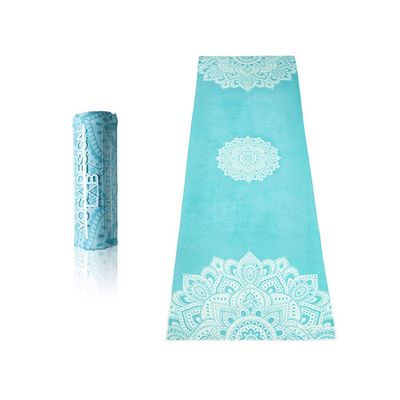 yogadesignlab | The HOT Yoga Towel | Premium Non Slip Colorful Towel | Eco Printed + Quick Dry + Mat Sized (Mandala Turquoise,)