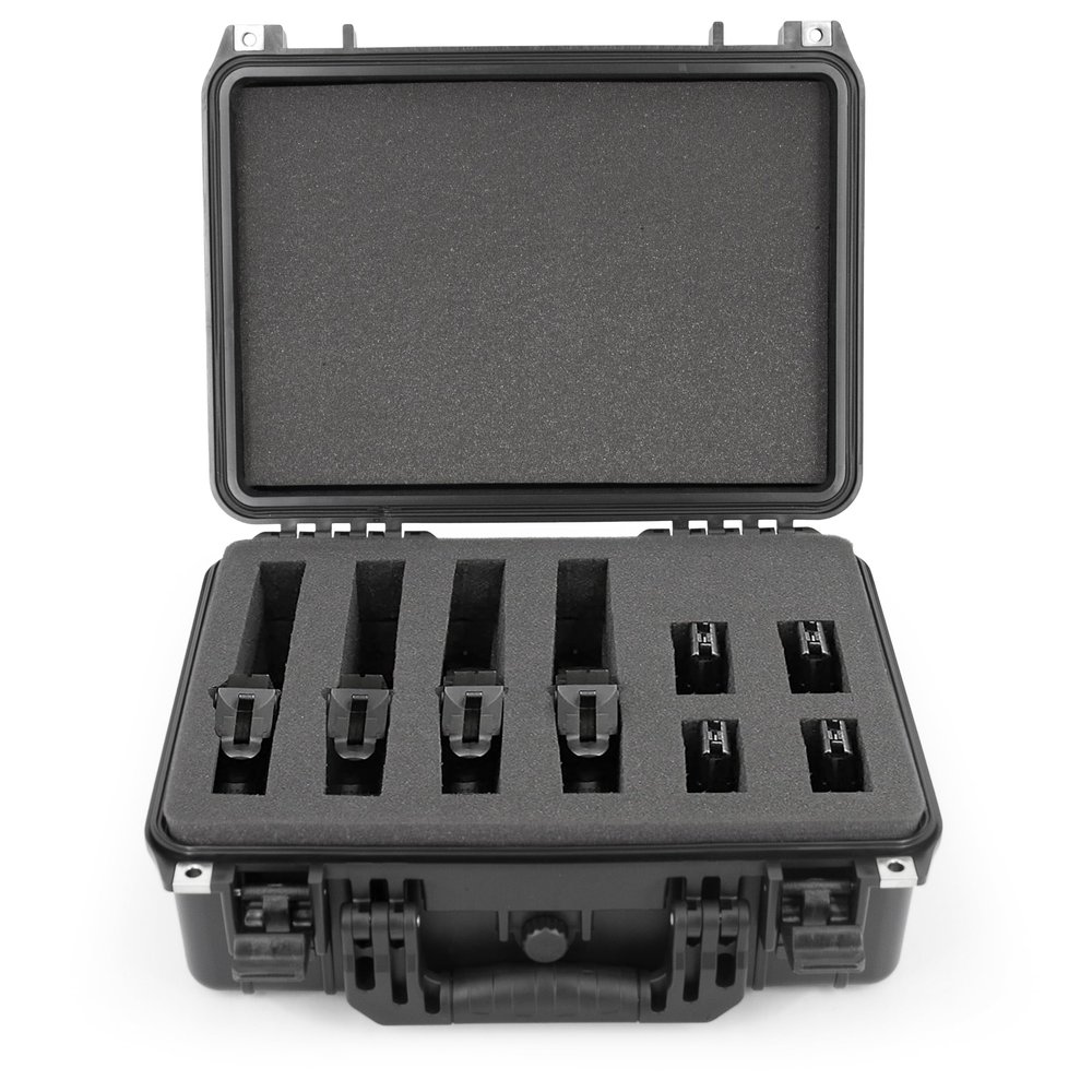 CASEMATIX 16" Customizable 4 Pistol Multiple Pistol Case - TSA Approved Waterproof & Shockproof Hard Gun Cases for Pistols, Magazines and Accessories -Case for Pistols with Two Layers of 2" Foam