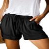 ANFTFH Women Casual Solid Color Shorts Loose Elastic Waist Pants Summer Vacation Black L view 2