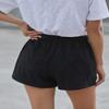 ANFTFH Women Casual Solid Color Shorts Loose Elastic Waist Pants Summer Vacation Black L view 4