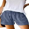 ANFTFH Women's Casual Elastic Waist Comfy Cotton Linen Summer Beach Shorts with Drawstring Dusty Blue XL view 1