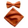 Spring Notion Men's Solid Color Satin Microfiber Bow Tie and Hankerchief Set Rust view 1