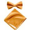 Spring Notion Men's Solid Color Satin Microfiber Bow Tie and Hankerchief Set Mustard view 1