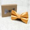 Spring Notion Men's Solid Color Satin Microfiber Bow Tie and Hankerchief Set Mustard view 3