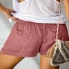 ANFTFH Womens Casual Drawstring Elastic Waist Pocketed Beach Summer Shorts Dusty Pink XXL view 3