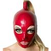 nonbranded Hot Latex Hood with Blond Pigtail Back Zipper Rubber Mask with Golden Wig Hair Cosplay Head Cover (XXL) view 2