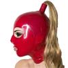 nonbranded Hot Latex Hood with Blond Pigtail Back Zipper Rubber Mask with Golden Wig Hair Cosplay Head Cover (XXL) view 3
