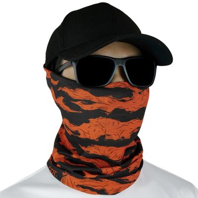 Fishing Mask - Camo Neck Gaiter Face Mask for Men & Women - Sun Protection Face Cover - Bandana, Scarf (Orange Tiger Stripe)
