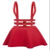 Urban CoCo Womens Elastic Waist Pleated Short Braces Skirt (XL, Red) view 1