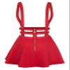 Urban CoCo Womens Elastic Waist Pleated Short Braces Skirt (XL, Red) view 2