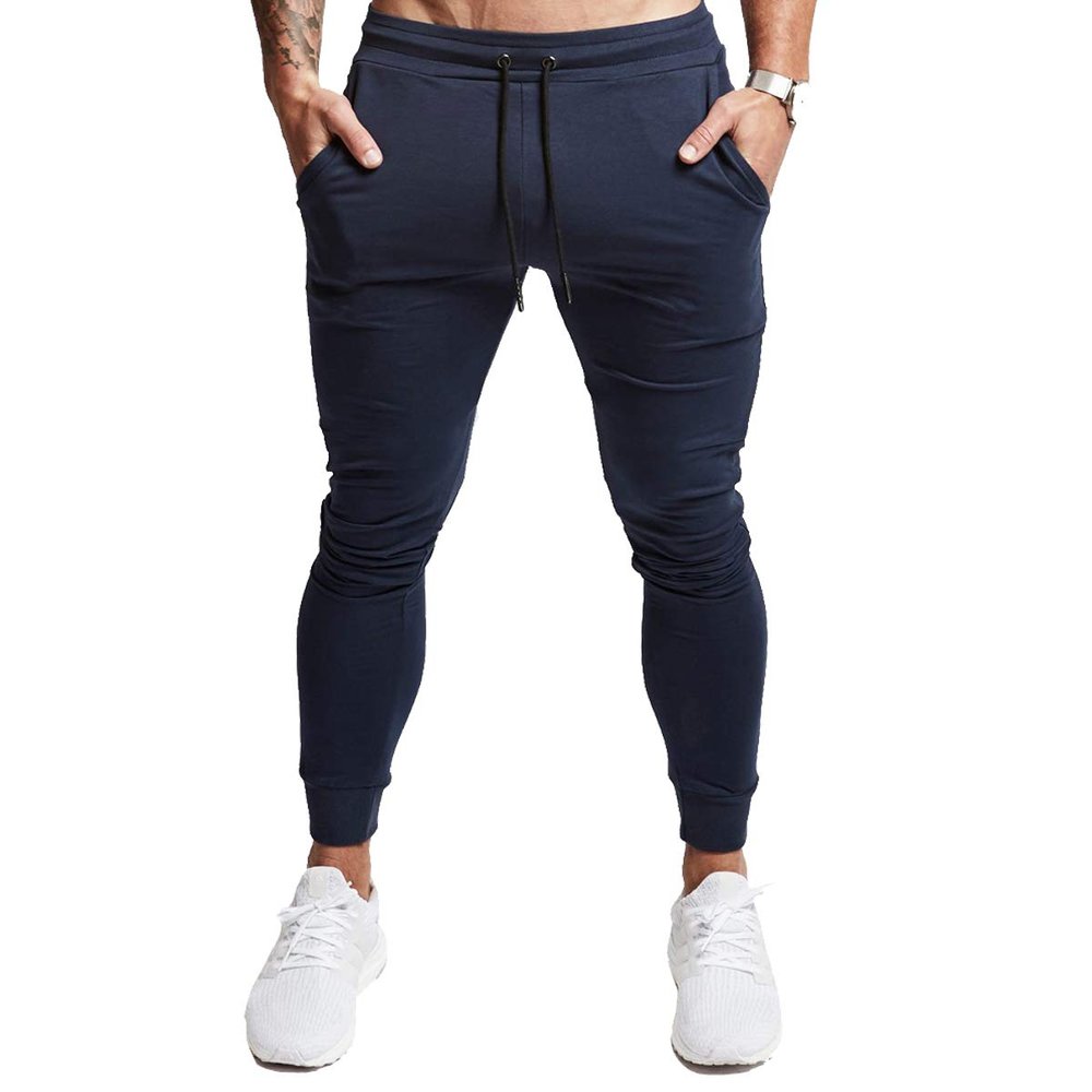 A WATERWANG Men's Slim Jogger Pants, Tapered Athletic Sweatpants for Jogging Running Exercise Gym Workout Navy
