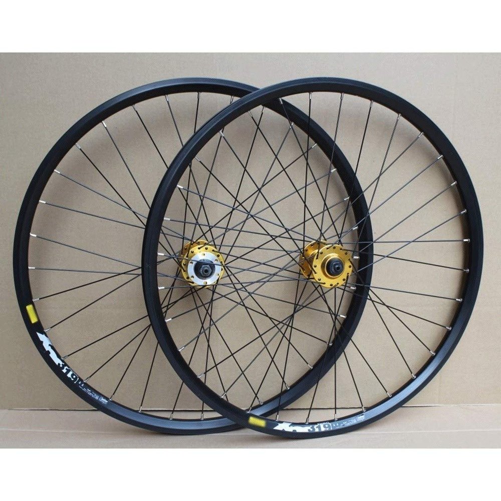 Bicycle Wheel 24 Inch Double Wall Rims BMX Bike Wheel Set Disc Brake QR 8-10 Speed Cassette Hubs 32H (Size : C-Black)