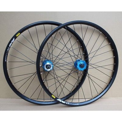 LHHL Bicycle Wheel 24 Inch Double Wall Rims BMX Bike Wheel Set Disc Brake QR 8-10 Speed Cassette Hubs 32H (Size : A-Black)
