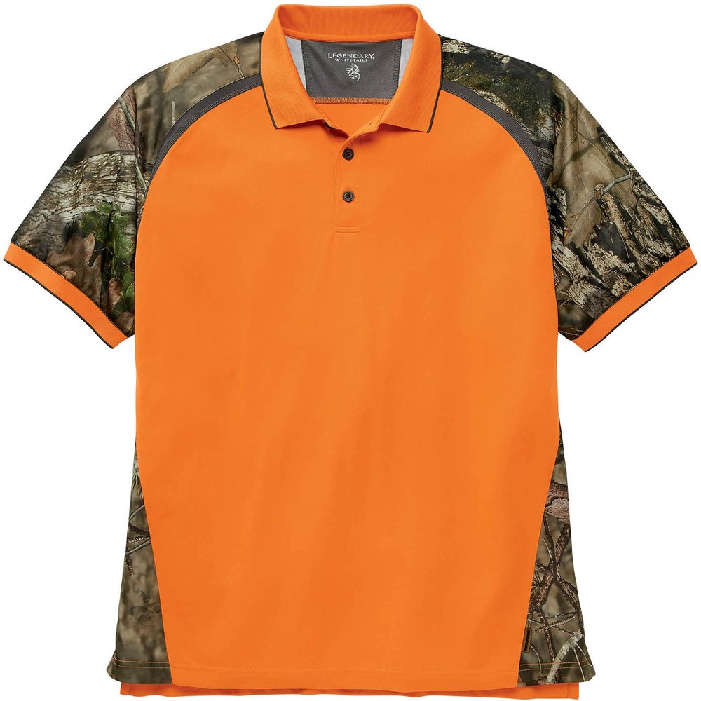 Legendary Whitetails Men's Pro Hunter Performance Polo, Burnt Orange/Mossy Oak Country, Large