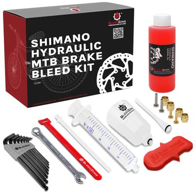 BleedZone Brake Bleed Kit for Shimano Brakes, Bycicle Hydraulic Brake Tool with 120ml Mineral Oil and Pro Syringe - Fits with Shimano Bike, Mountain Bike Brake Bleed Kit