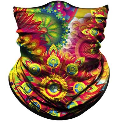 Obacle Bandana Face Mask for Dust Wind Sun Protection Seamless Bandana Mask Men Women Festival Fishing Hunting Riding Work Outdoor Running Tube Mask Neck Gaiter (Flower Green Purple Multicolored)