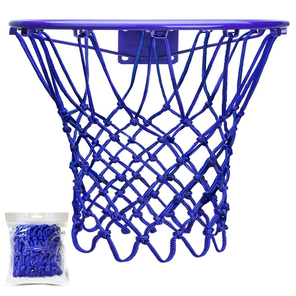 XXXYYY Blue Basketball Net Replacement Heavy Duty, 2022 Professional On-Court Quality [6.88Ounce], Fits Outdoor Indoor Standard 12 Loops Rim, All Weather Anti Whip