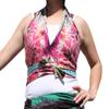 Full Funk Ladies Rayon Tie Dyed Halter Crop Top Bikini Beach Shirt, Medium, Cyclamen Pink view 1