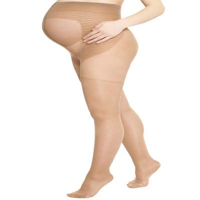 Carolon Health Support Maternity Pantyhose - Waist High Graduated Compression Hose, Class I 15-20 mmHg, Closed Toe  1 Pair (Beige, D Regular)