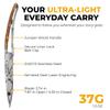 deejo - 37G Serrated Folding Pocket Knife with Belt Clip - Deer Design, 3.7-Inch Stainless Steel Blade, Juniper Wood Handle - Lightweight Everyday Carry for Home, Work, and Outdoor Use view 3