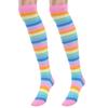 YOOJIA Women Colorful Rainbow Striped Thigh High Socks and Arm Warmer Fingerless Gloves Set for Halloween Cosplay Costume Pink Socks One Size view 2