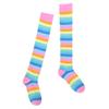 YOOJIA Women Colorful Rainbow Striped Thigh High Socks and Arm Warmer Fingerless Gloves Set for Halloween Cosplay Costume Pink Socks One Size view 4