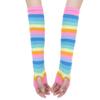 YOOJIA Women Colorful Rainbow Striped Thigh High Socks and Arm Warmer Fingerless Gloves Set for Halloween Cosplay Costume Pink Gloves One Size view 3