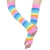 YOOJIA Women Colorful Rainbow Striped Thigh High Socks and Arm Warmer Fingerless Gloves Set for Halloween Cosplay Costume Pink Gloves One Size view 4