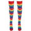 YOOJIA Women Colorful Rainbow Striped Thigh High Socks and Arm Warmer Fingerless Gloves Set for Halloween Cosplay Costume Red Socks One Size view 1