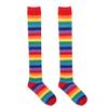 YOOJIA Women Colorful Rainbow Striped Thigh High Socks and Arm Warmer Fingerless Gloves Set for Halloween Cosplay Costume Red Socks One Size view 3