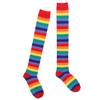 YOOJIA Women Colorful Rainbow Striped Thigh High Socks and Arm Warmer Fingerless Gloves Set for Halloween Cosplay Costume Red Socks One Size view 4