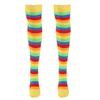 YOOJIA Women Colorful Rainbow Striped Thigh High Socks and Arm Warmer Fingerless Gloves Set for Halloween Cosplay Costume Yellow Socks One Size view 1
