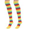 YOOJIA Women Colorful Rainbow Striped Thigh High Socks and Arm Warmer Fingerless Gloves Set for Halloween Cosplay Costume Yellow Socks One Size view 2
