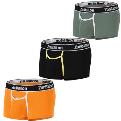 ZONBAILON Mens 3-Pack Underwear Soft Shorts Legs Underpants Open Fly L Multicolour