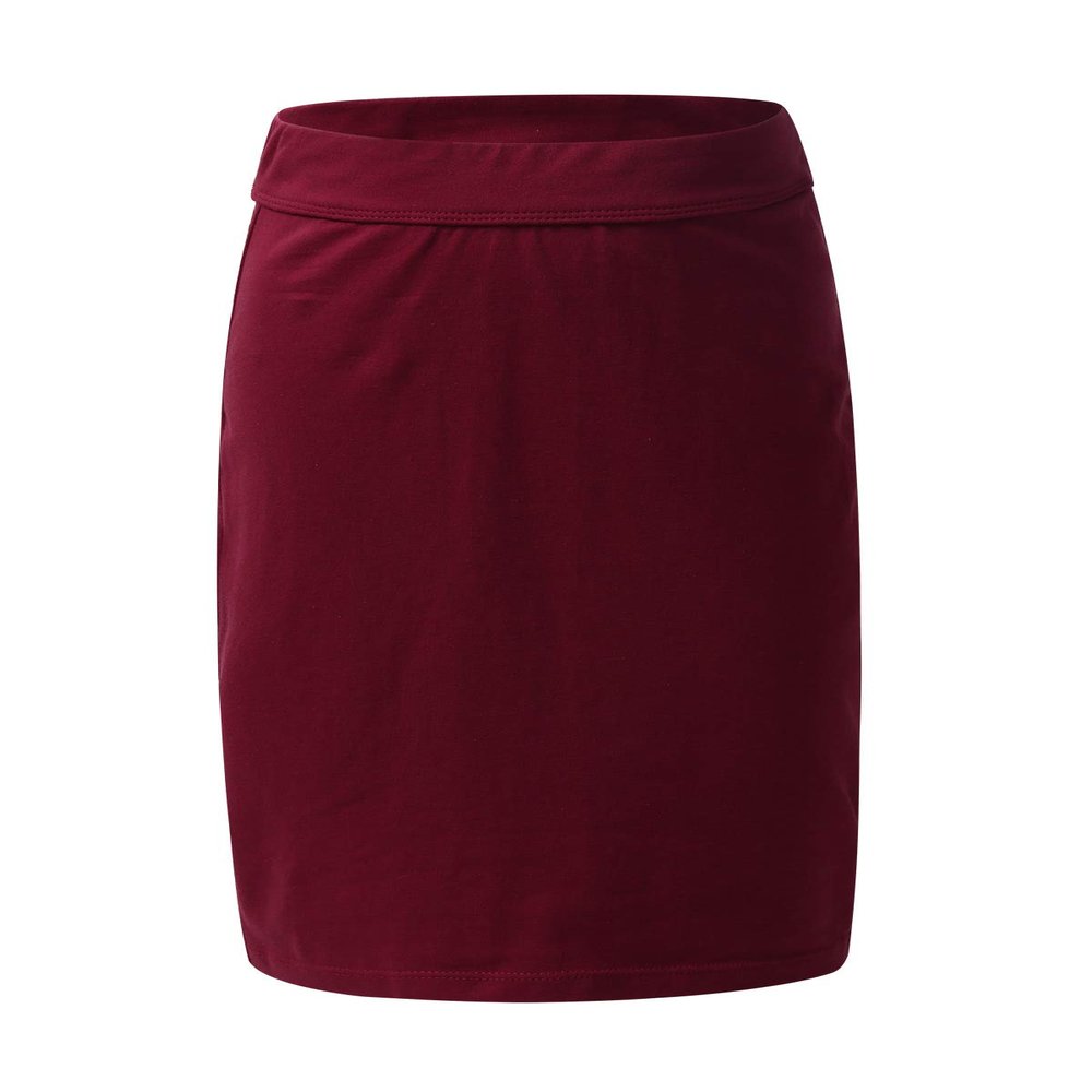 Agoky Kids Girls Lightweight Stretchy Knee Length Pull-On Pencil Skirts School Uniform Dancewear Burgundy 4