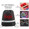 BeeGreen 30 Pieces Black Drawstring Backpacks Bulk Cinch Bags, Reflective String Backpacks DIY for Gym Sport Trip view 2