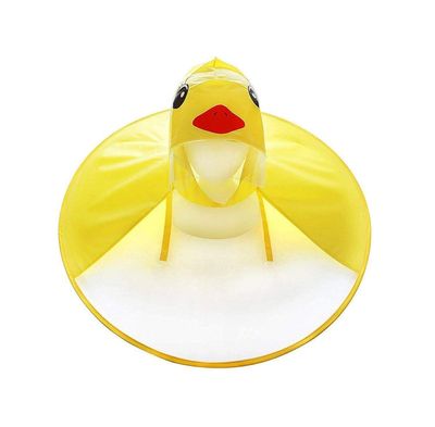 AnHua Foldable Cartoon Duck Children Raincoat UFO Shape Rain Hat Cape Umbrella (Yellow, L)