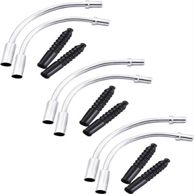 6 Pieces V Type Bike Brake Noodles Brake Cable Guide Tube Bend Pipe (3 Pieces 90 Noodles for Front Wheels, 3 Pieces 110 Noodles for Rear Wheels) and 6 Pieces Rubber Boots for Bicycle Riding Set