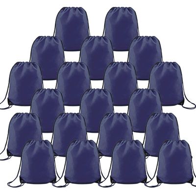 BeeGreen 20 Pieces Navy Blue Drawstring Bag for Birthday Christmas Gym Sports Polyester Multipurpose Cinch Sackpack for Heat Vinyl and Tie Dye Pull String Sinch Sacks