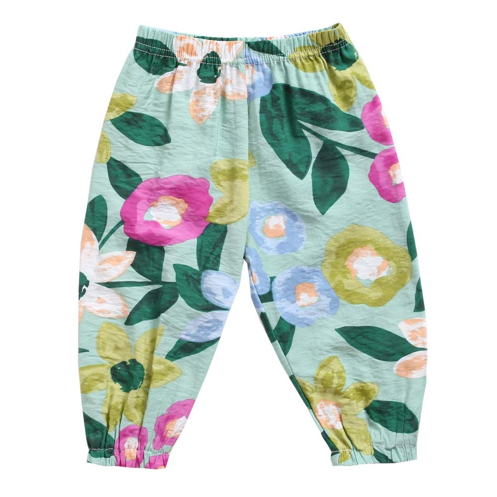 Sanlutoz Floral Baby Girl Pants Soft Summer Toddler Long Trousers Fashion Cotton (3-4 years/100cm, BPS2018-GR)