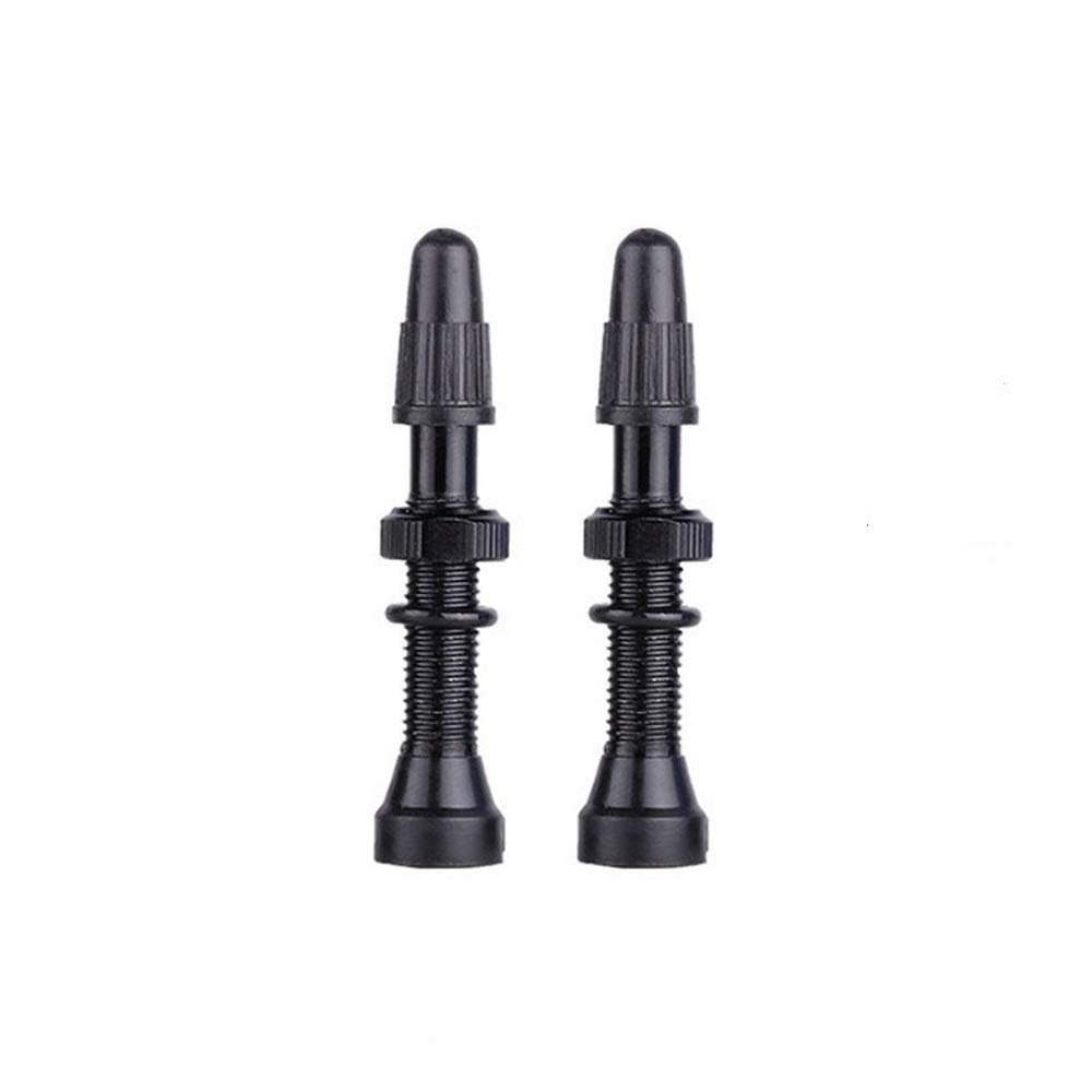 1Pair Presta Valve Core Bike Replacement Brass Tubeless Core,Bicycle Presta Valve for Road MTB Bicycle Tubeless Tires Brass Core Alloy Stem, 48mm,Black
