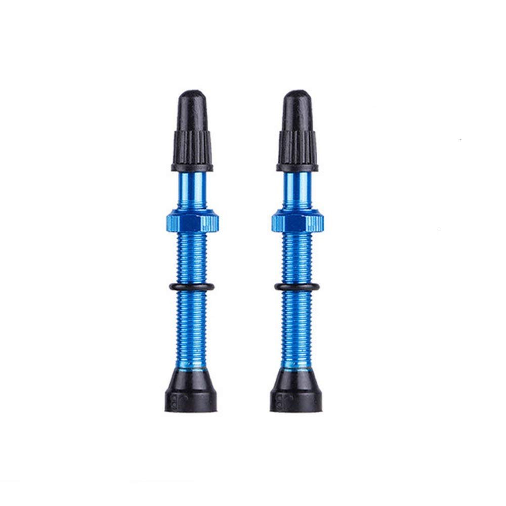 1Pair Presta Valve Core Bike Replacement Brass Tubeless Core,Bicycle Presta Valve for Road MTB Bicycle Tubeless Tires Brass Core Alloy Stem,60mm,Blue