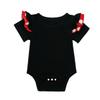 Baby Girls Ruffle Flutter Sleeves Romper Bodysuit + Polka Dots Shorts Pants Set with Headband First Birthday Christmas Outfit Summer Clothes for Cake Smash Photo Shoot Party Black + Red 0-3 Months view 2