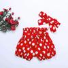 Baby Girls Ruffle Flutter Sleeves Romper Bodysuit + Polka Dots Shorts Pants Set with Headband First Birthday Christmas Outfit Summer Clothes for Cake Smash Photo Shoot Party Black + Red 0-3 Months view 3