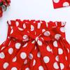 Baby Girls Ruffle Flutter Sleeves Romper Bodysuit + Polka Dots Shorts Pants Set with Headband First Birthday Christmas Outfit Summer Clothes for Cake Smash Photo Shoot Party Black + Red 0-3 Months view 4