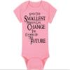 Fantasy Movie Baby Onesie - Even The Smallest Person Can Change The Course Of The Future (6-12 Month - Pink Fabric - Black Design) view 1