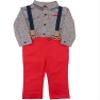 Cat & Jack Infant & Toddler Boys Suspender Valentines Heart Shirt & Red Pants Outfit 2T Gray view 1